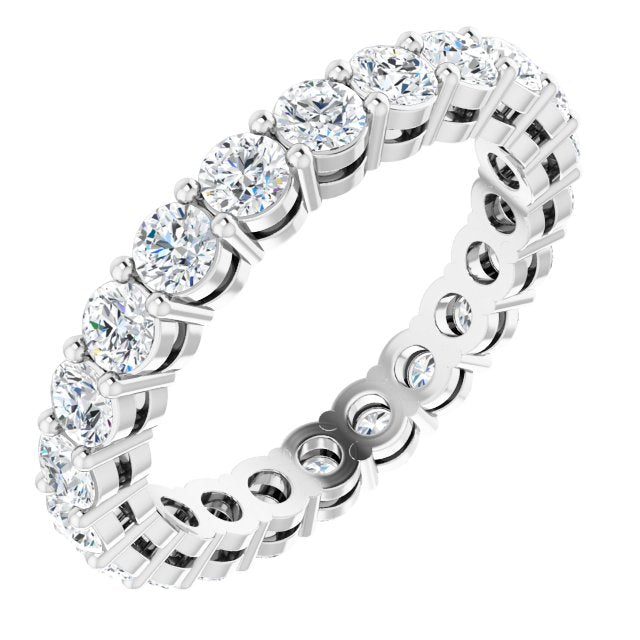 14K Gold Round Lab-Grown Diamond Shared-Prong Eternity Band – 2.8 mm Stones - White Gold