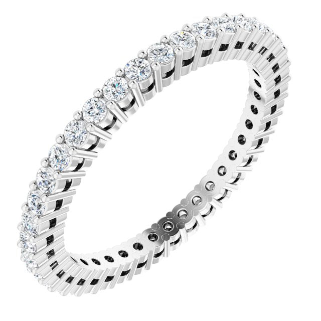 14K Gold Round Lab-Grown Diamond Shared-Prong Eternity Band – 1.5 mm Stones (1/2 CTW) - White Gold