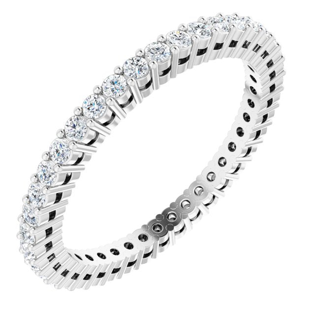14K Gold Round Lab-Grown Diamond Shared-Prong Eternity Band – 1.5 mm Stones (1/2 CTW) - White Gold