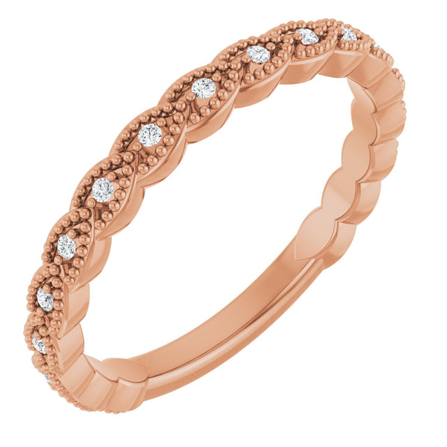 14K Gold Round Natural Diamond Anniversary Band – .07 CTW - Rose Gold