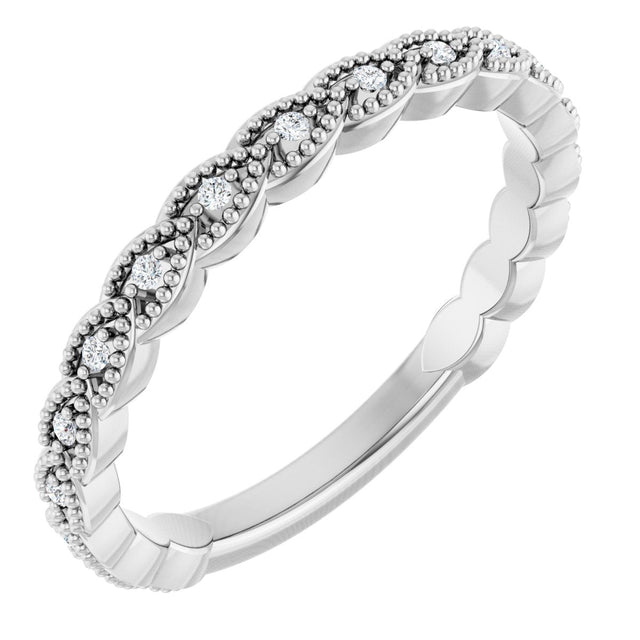 14K Gold Round Natural Diamond Anniversary Band – .07 CTW - White Gold