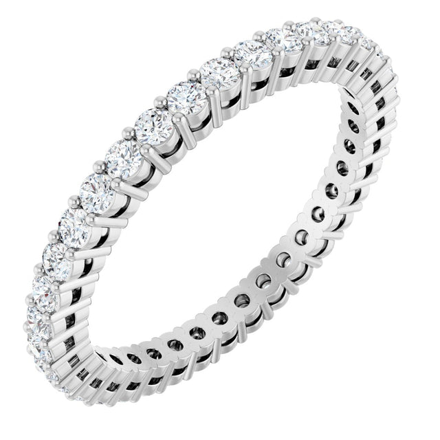 Platinum Round Lab-Grown Diamond Shared-Prong Eternity Band – 1.7 mm Stones (1/2–5/8 CTW)