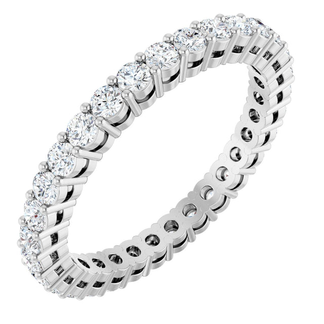 14K Gold Round Lab-Grown Diamond Shared-Prong Eternity Band – 2 mm Stones (7/8–1 CTW) - White Gold