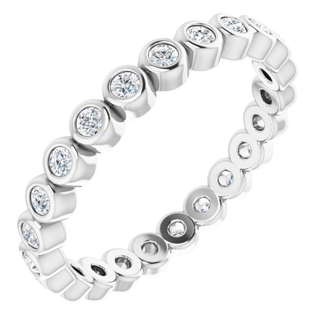 14K Gold Round Natural Diamond Eternity Band – 1.5 mm Stones - White Gold