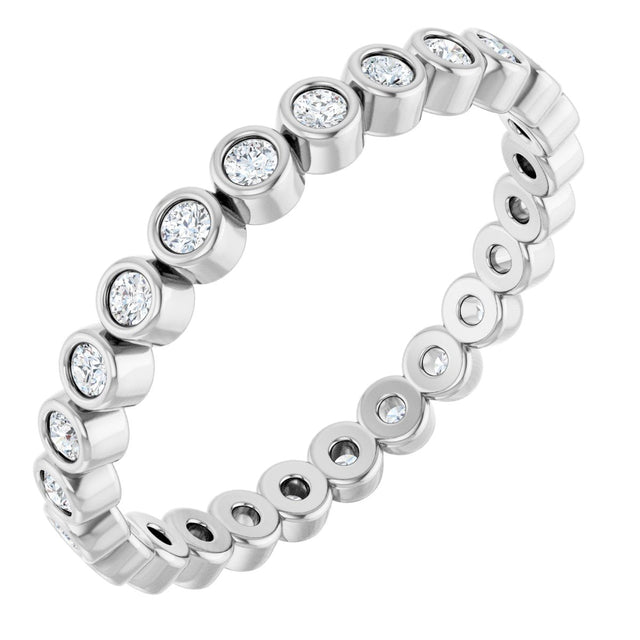 Platinum Round Natural Diamond Eternity Band – 1.5 mm Stones