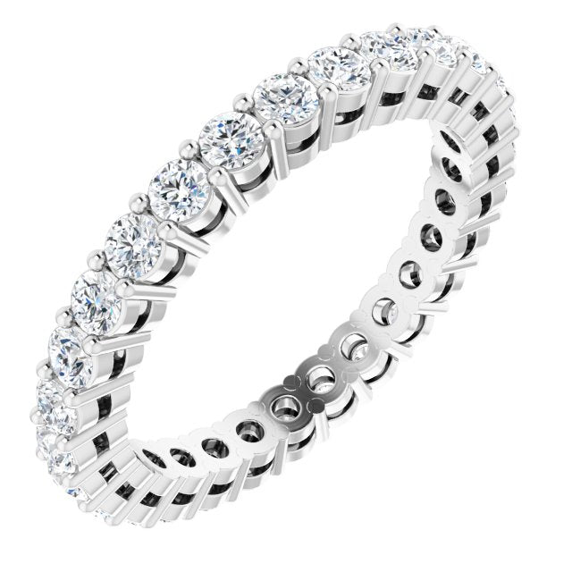 Platinum Round Natural Diamond Shared-Prong Eternity Band – 2 mm Stones (3/4–1 CTW)