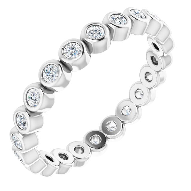14K Gold Round Natural Diamond Eternity Band – 1.5 mm Stones - White Gold