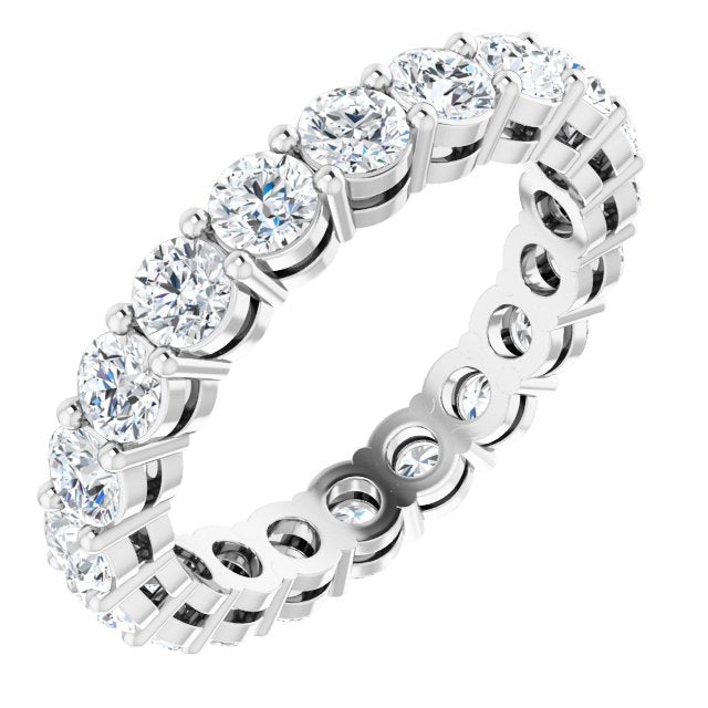 Platinum Round Lab-Grown Diamond Shared-Prong Eternity Band – 3 mm Stones (1 3/4–2 1/5 CTW)