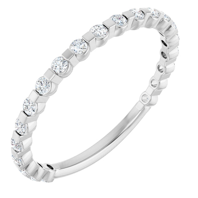 14K Gold Round Natural Diamond Channel-Set Anniversary Band – 1/4–3/4 CTW - White Gold