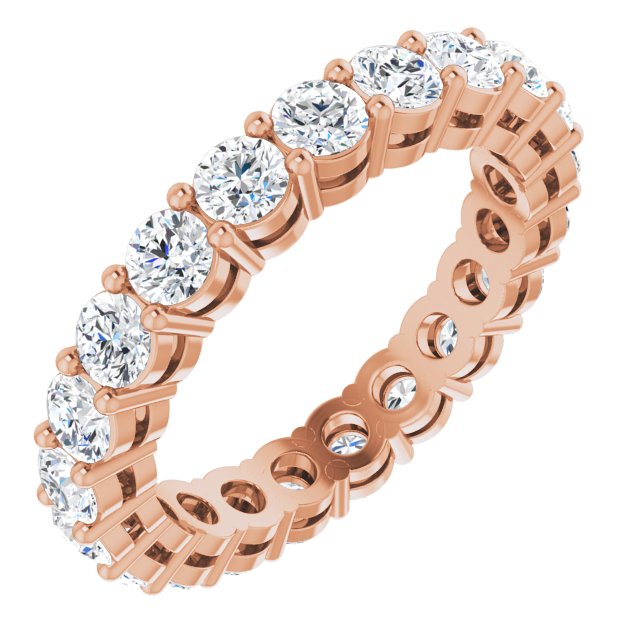 14K Gold Round Lab-Grown Diamond Shared-Prong Eternity Band – 2.8 mm Stones - Rose Gold