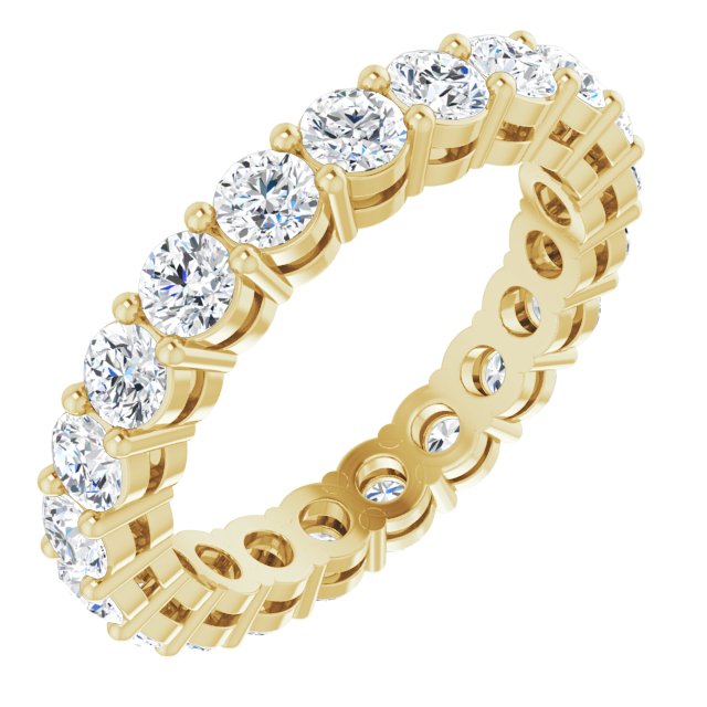 14K Gold Round Lab-Grown Diamond Shared-Prong Eternity Band – 2.8 mm Stones - Yellow Gold