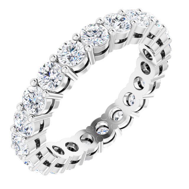 14K Gold Round Lab-Grown Diamond Shared-Prong Eternity Band – 2.8 mm Stones - White Gold