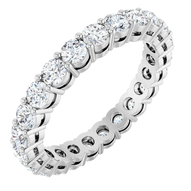 14K Gold Round Lab-Grown Diamond Shared-Prong Eternity Band – 2.8 mm Stones - White Gold