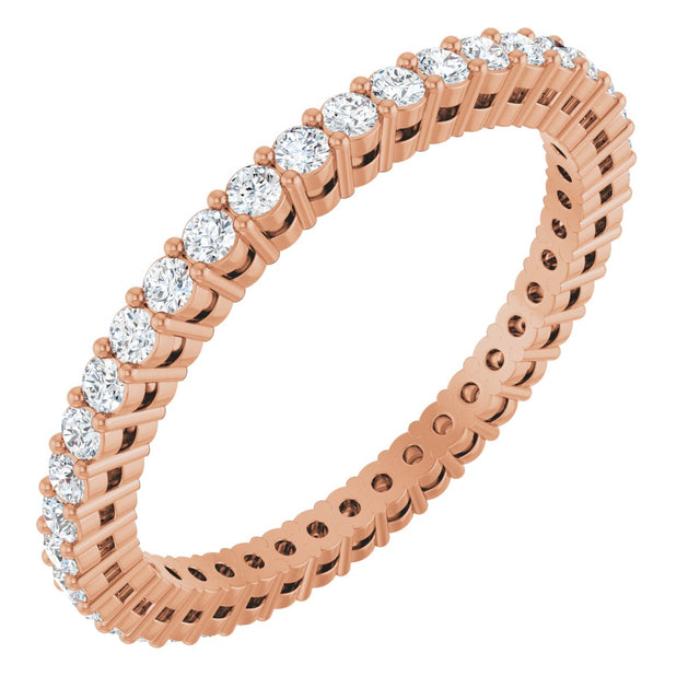 14K Gold Round Lab-Grown Diamond Shared-Prong Eternity Band – 1.5 mm Stones (1/2 CTW) - Rose Gold