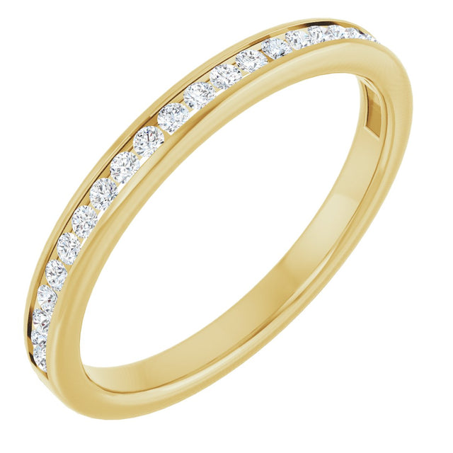 14K Gold Round Natural Diamond Channel-Set Anniversary Band – 1/5 CTW - Yellow Gold