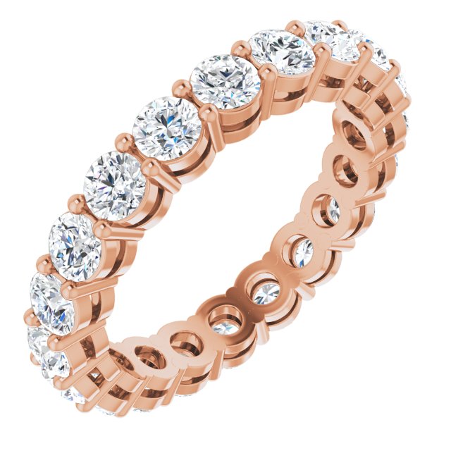 14K Gold Round Lab-Grown Diamond Shared-Prong Eternity Band – 3 mm Stones (1 3/4–2 1/5 CTW) - Rose Gold