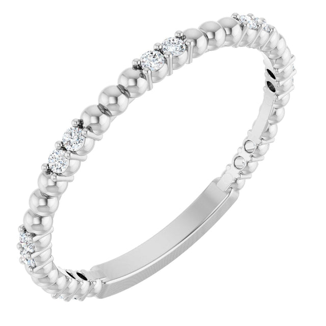 Platinum Round Lab-Grown Diamond Beaded Anniversary Band – 1/8 CTW