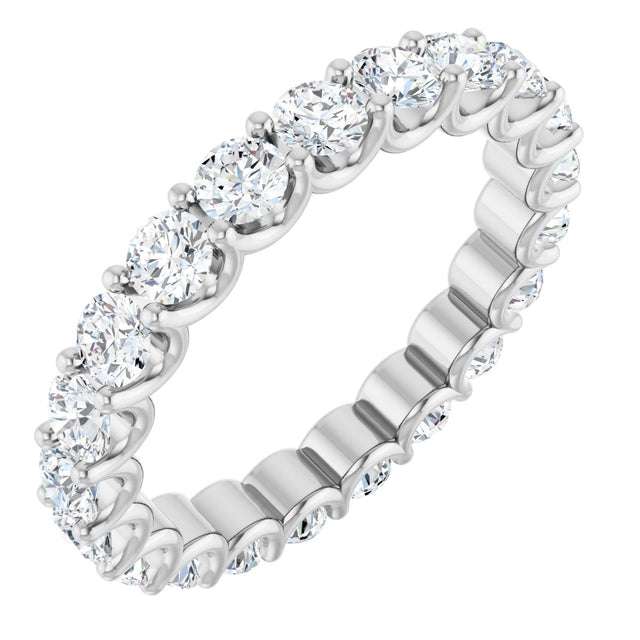 Platinum Round Lab-Grown Diamond Shared U-Prong Eternity Band – 3 mm Stones