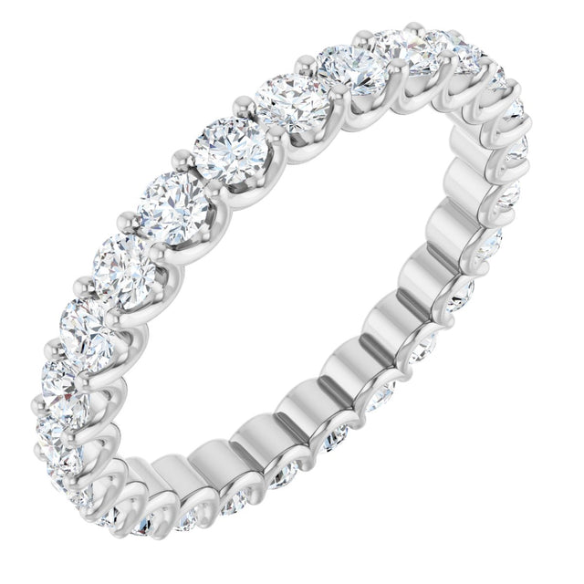 Platinum Round Lab-Grown Diamond Shared U-Prong Eternity Band – 2.5 mm Stones