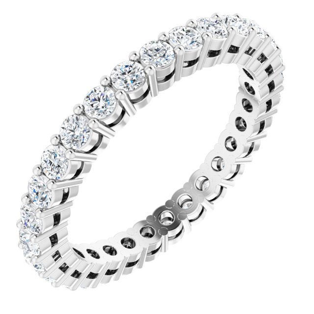 Platinum Round Lab-Grown Diamond Shared-Prong Eternity Band – 2 mm Stones (7/8–1 CTW)