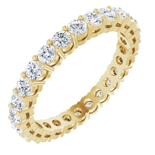 14K Gold Round Natural Diamond Shared-Prong Eternity Band – 2.5 mm Stones (1 3/8–1 1/2 CTW) - Yellow Gold