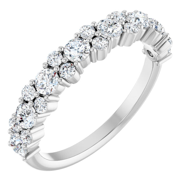 14K Gold Round Natural Diamond Anniversary Band – 9/10 CTW - White Gold
