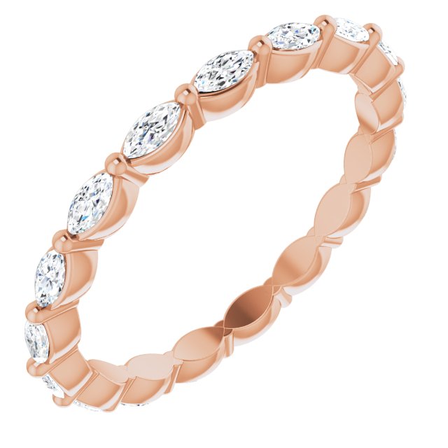 14K Gold Marquise Natural Diamond Eternity Band – 3.5x2 mm Stones - Rose Gold