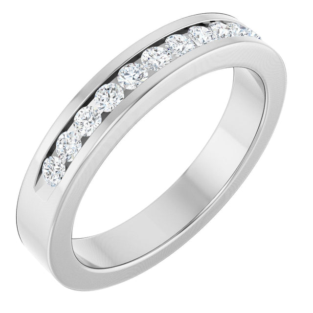 14K Gold Round Natural Diamond Anniversary Band – 2 mm Stones - White Gold