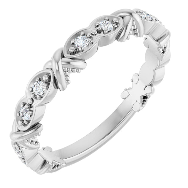 14K Gold Round Natural Diamond Anniversary Band – 1/8 CTW - White Gold