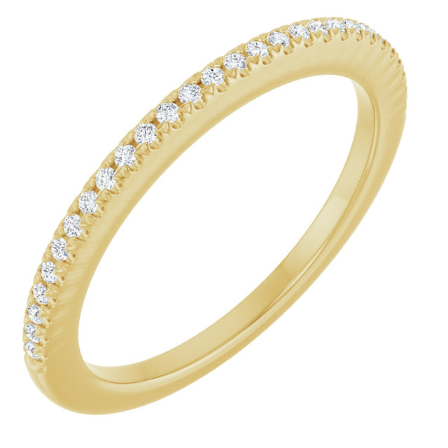 14K Gold Round Natural Diamond French-Set Anniversary Band – 1/8 CTW - Yellow Gold