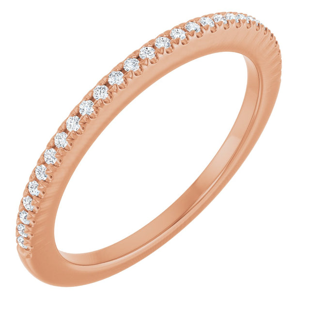 14K Gold Round Lab-Grown Diamond French-Set Anniversary Band – 1/10 CTW - Rose Gold