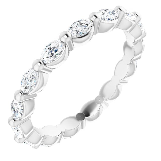 14K Gold Marquise Natural Diamond Eternity Band – 3.5x2 mm Stones - White Gold