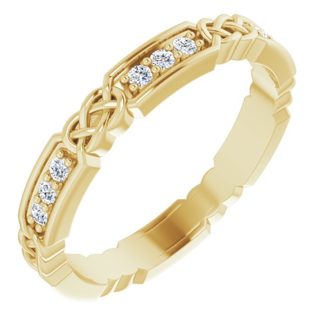 14K Gold Round Natural Diamond Celtic-Inspired Eternity Band – 1.5 mm Stones - Yellow Gold