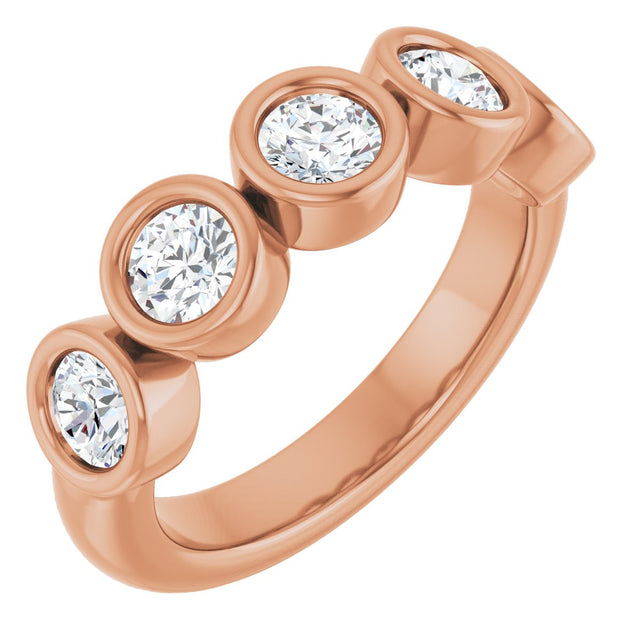 10K Gold Round Natural Diamond Bezel-Set Anniversary Band – 1–1 1/2 CTW - Rose Gold