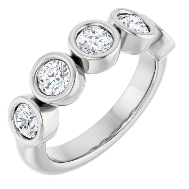 10K Gold Round Natural Diamond Bezel-Set Anniversary Band – 1–1 1/2 CTW - White Gold