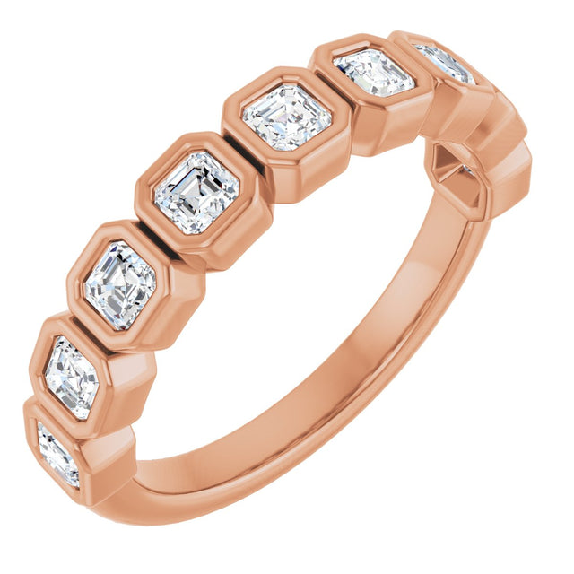 14K Gold Asscher Lab-Grown Diamond Bezel-Set Anniversary Band – 2.5x2.5 mm Stones - Rose Gold