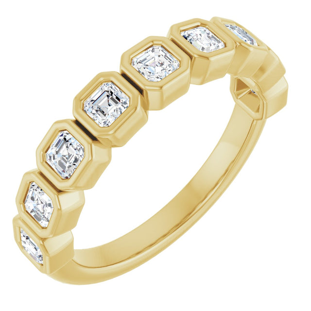 14K Gold Asscher Lab-Grown Diamond Bezel-Set Anniversary Band – 2.5x2.5 mm Stones - Yellow Gold