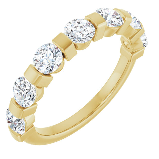 10K Gold Round Lab-Grown Diamond Bar Channel-Set Anniversary Band – 7/8–1 1/3 CTW - Yellow Gold