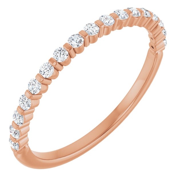 10K Gold Round Natural Diamond Bar Channel-Set Anniversary Band – 1/5–5/8 CTW (Style 123675) - Rose Gold