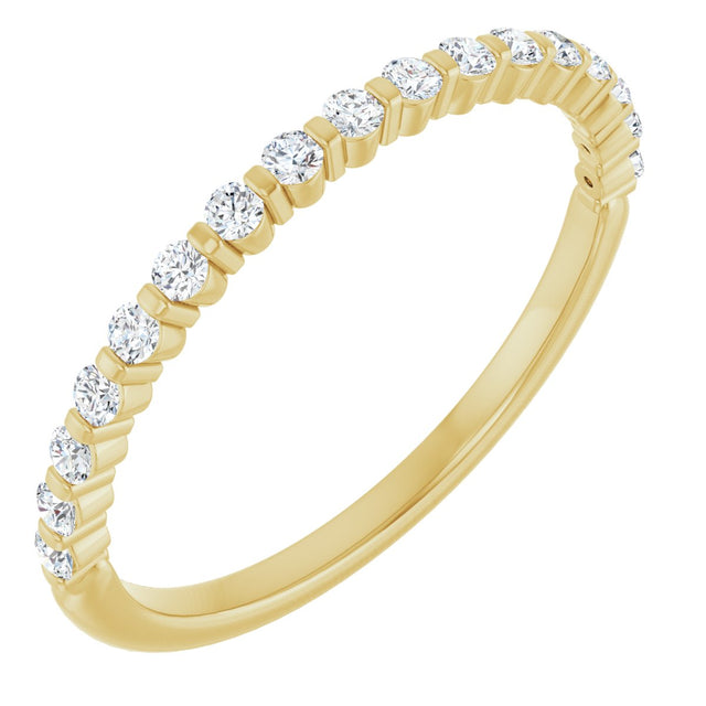 14K Gold Round Lab-Grown Diamond Bar Channel-Set Anniversary Band – 1/4–3/4 CTW - Yellow Gold