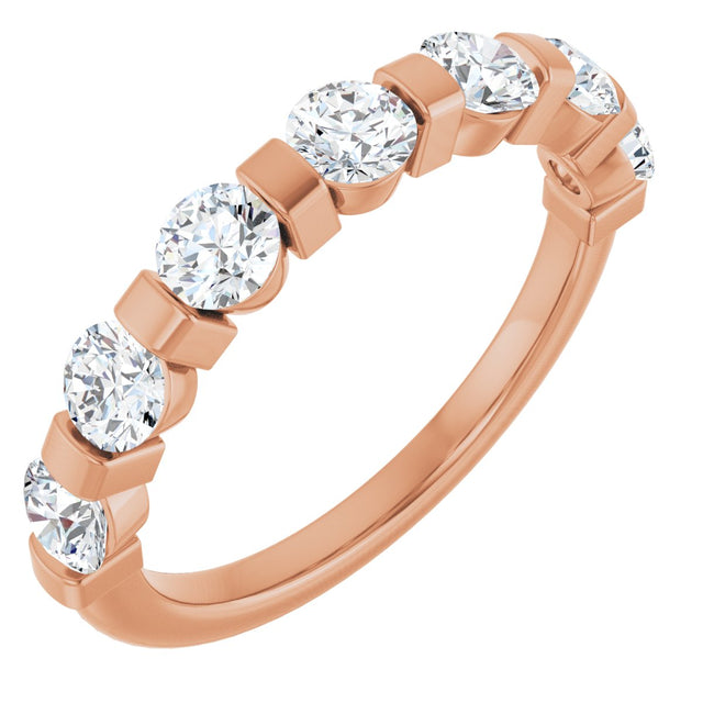 10K Gold Round Natural Diamond Bar Channel-Set Anniversary Band – 3/4–1 1/2 CTW (Style 123675) - Rose Gold
