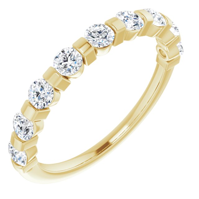10K Gold Round Natural Diamond Bar Channel-Set Anniversary Band – 1/5–5/8 CTW (Style 123675) - Yellow Gold