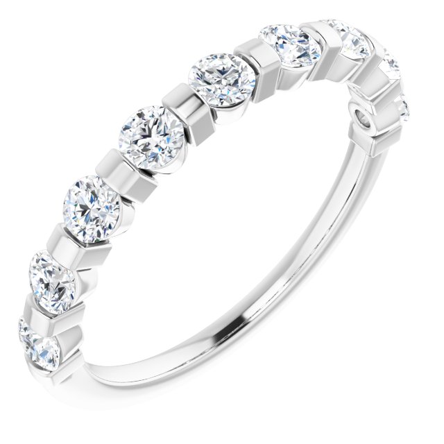 10K Gold Round Natural Diamond Bar Channel-Set Anniversary Band – 1/5–5/8 CTW (Style 123675) - White Gold