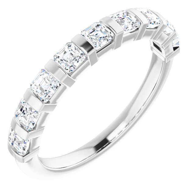 14K Gold Asscher Lab-Grown Diamond Bar Channel-Set Anniversary Band – 5/8–1 3/8 CTW - White Gold