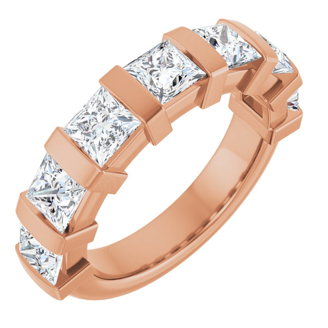 10K Gold Square Lab-Grown Diamond Bar Channel-Set Anniversary Band – 1 1/3–2 3/4 CTW (Style 123675) - Rose Gold