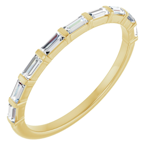 10K Gold Straight Baguette Lab-Grown Diamond Bar Channel-Set Anniversary Band – 1/5–1/2 CTW (Style 123675) - Yellow Gold