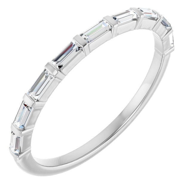 10K Gold Straight Baguette Natural Diamond Bar Channel-Set Anniversary Band – 1/5–5/8 CTW (Style 123675) - White Gold