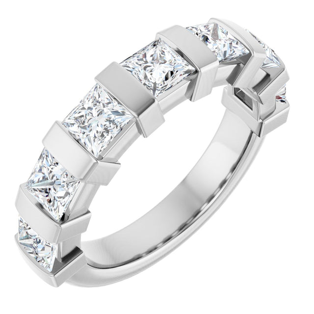 10K Gold Square Lab-Grown Diamond Bar Channel-Set Anniversary Band – 1 1/3–2 3/4 CTW (Style 123675) - White Gold