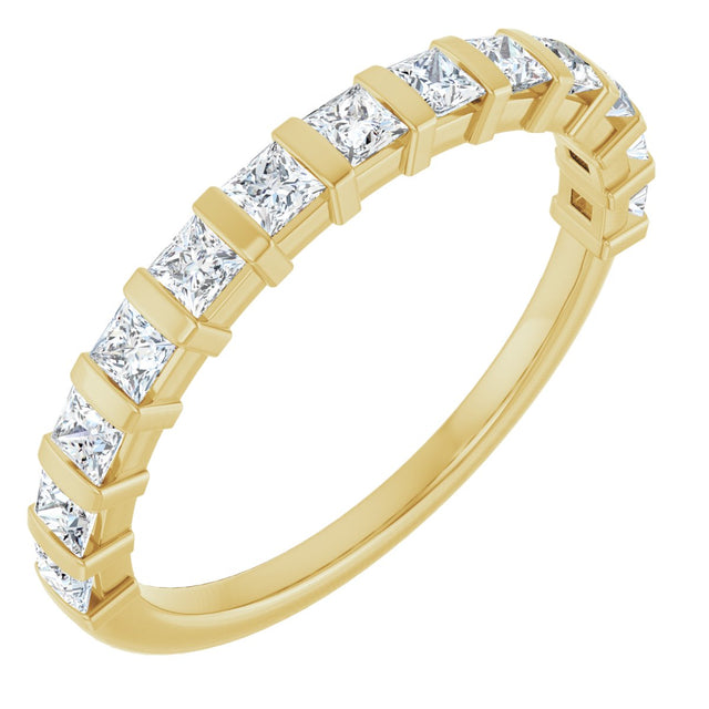 10K Gold Square Natural Diamond Bar Channel-Set Anniversary Band – 3/8–1 1/6 CTW - Yellow Gold