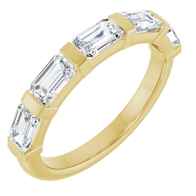 10K Gold Emerald Lab-Grown Diamond Bar Channel-Set Anniversary Band – 1 5/8–2 1/2 CTW (Style 123675) - Yellow Gold